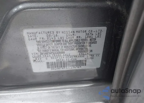 2018 Nissan Sentra Sv из США, поврежденный, VIN 3N1AB7AP3JL626989